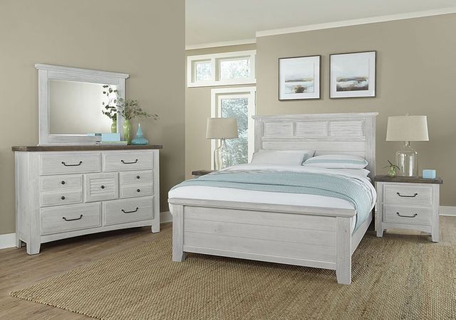 Vaughan-Bassett Sawmill Alabaster Two Tone Queen Louver Bed 4