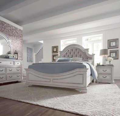 Liberty Magnolia Manor 4-Piece Antique White Queen Upholstered Bedroom Set 6