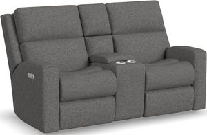 Flexsteel® Score Power Reclining Loveseat with Console and Power Headrests and Lumbar