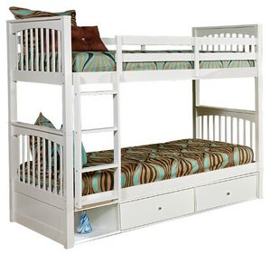 Hillsdale Furniture Pulse White Twin Over Twin Bunk Bed with Storage