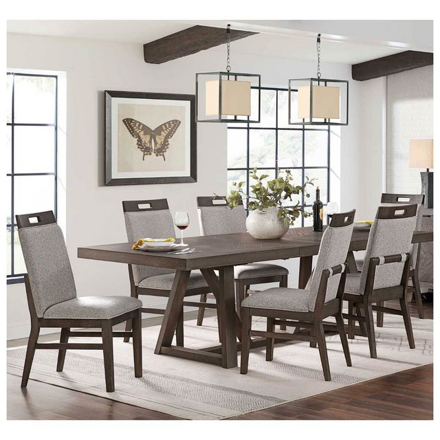 Intercon Hearst Trestle Table and Six Upholstered Side Chairs-0