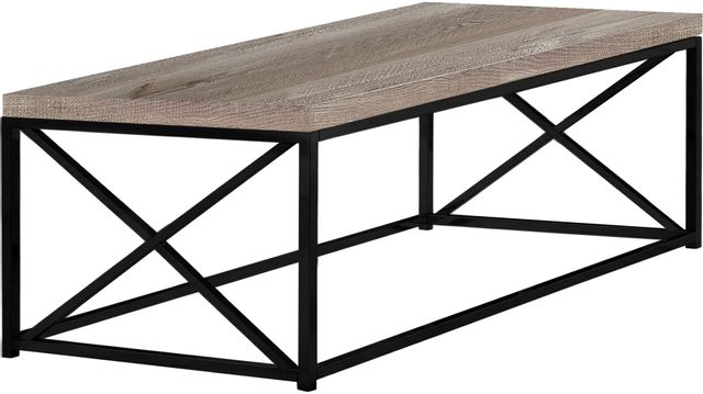 Monarch Specialties Inc. Taupe Reclaimed Wood Coffee Table with Black Metal Base