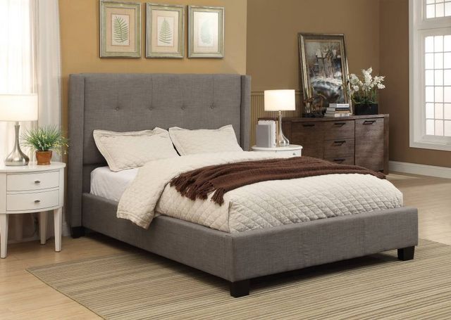 Modus Furniture Madeleine Gray King Wingback Upholstered Platform Bed ...