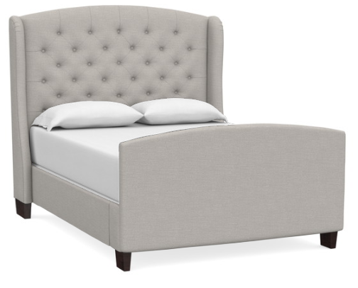 Bassett® Furniture Custom Upholstered Paris Gray Arched  California King Bed with Tall Footboard