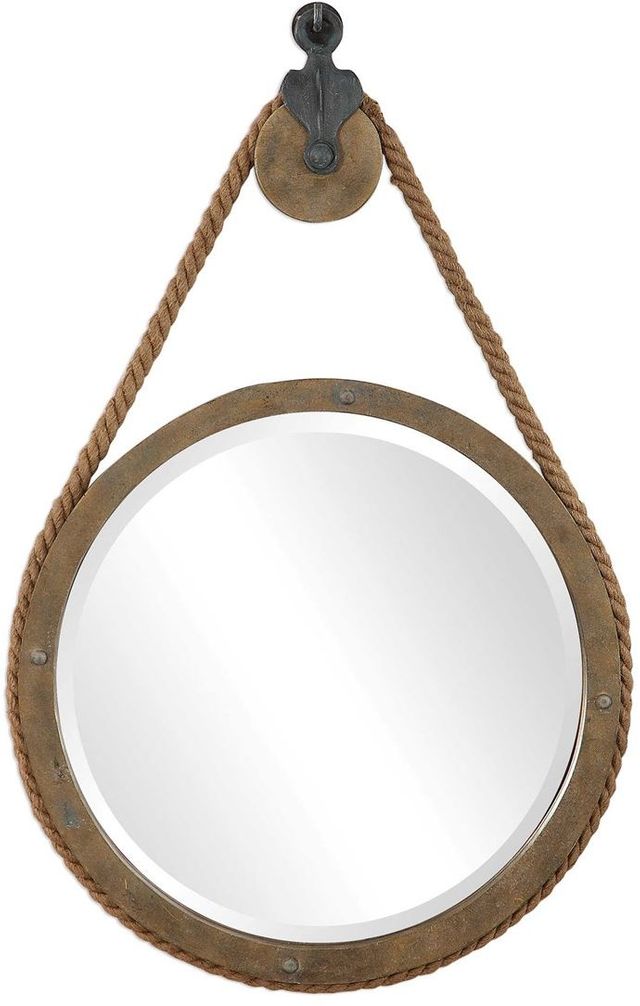 Uttermost® by Carolyn Kinder Melton Natural Wood Round Pulley Mirror-0