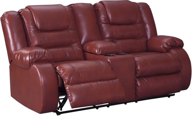 Signature Design by Ashley® Vacherie Black Double Reclining Loveseat with Console 19