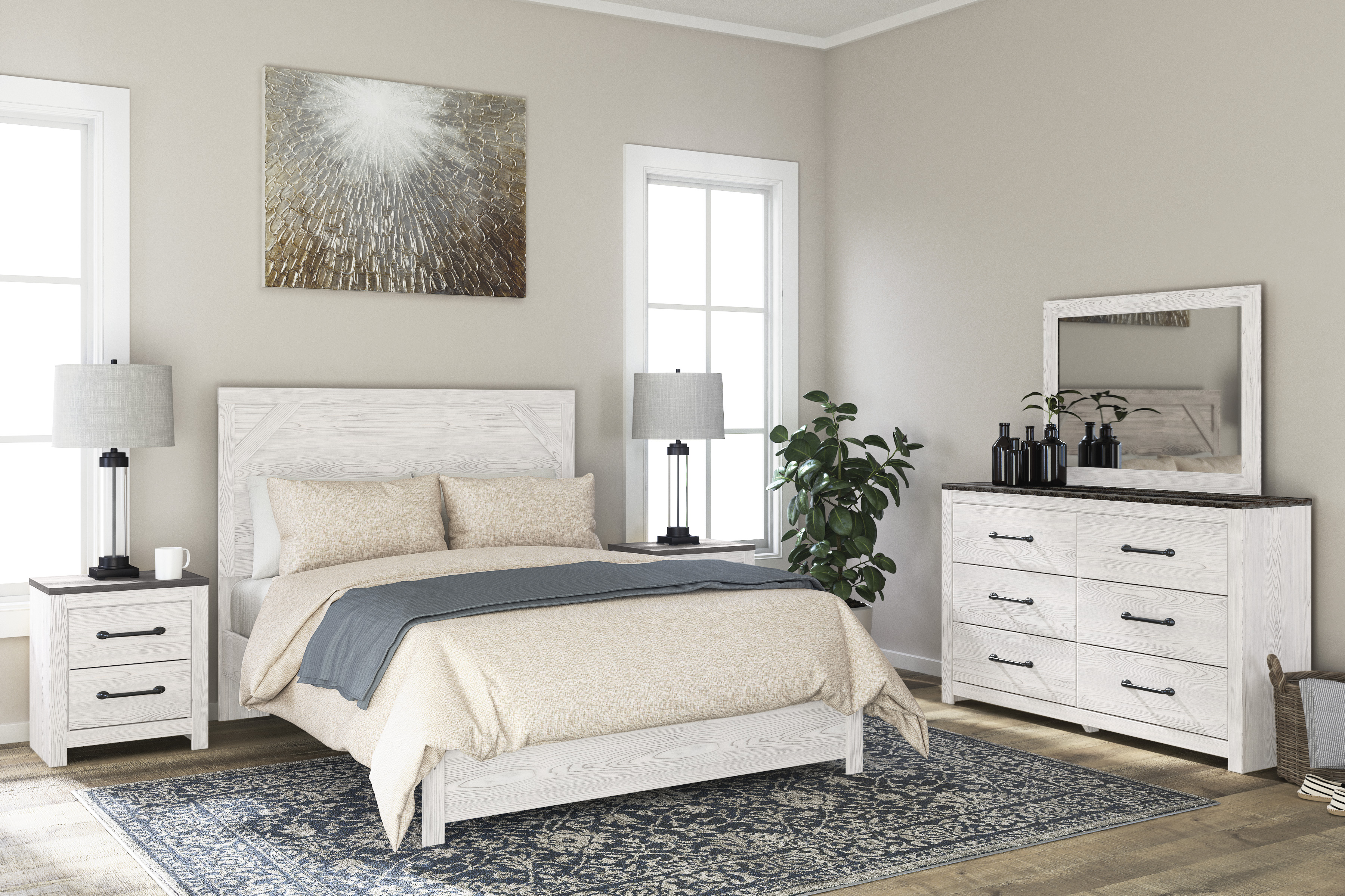 Signature Design by Ashley® Gerridan 3 Piece White/Gray Queen Bedroom Set