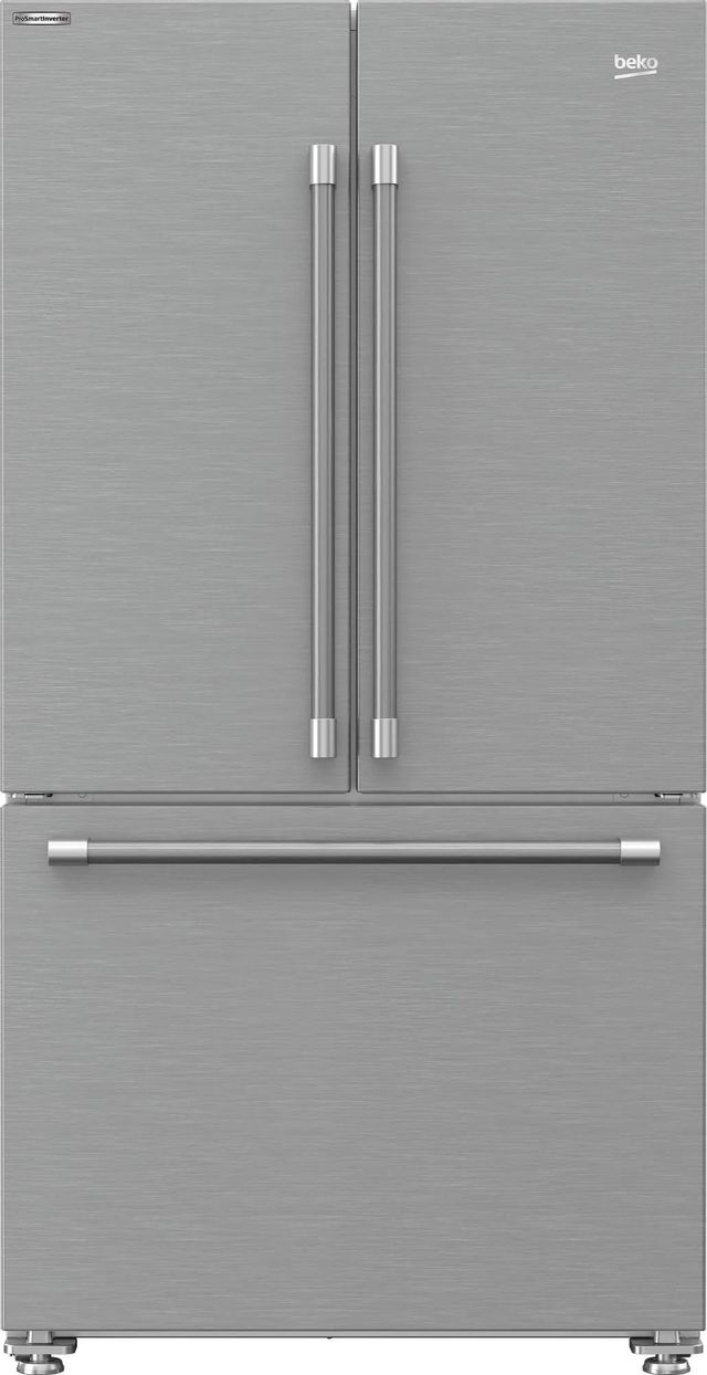 Beko 36 in. 20.5 Cu. Ft. Fingerprint-Free Stainless Steel Counter Depth French Door Refrigerator-0