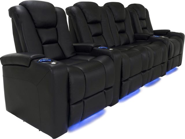 RowOne Revolution Home Entertainment Seating Black 4-Chair Row with Loveseat 2