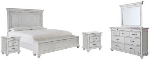 Benchcraft® Kanwyn 5-Piece Whitewash Queen Panel Bed Set