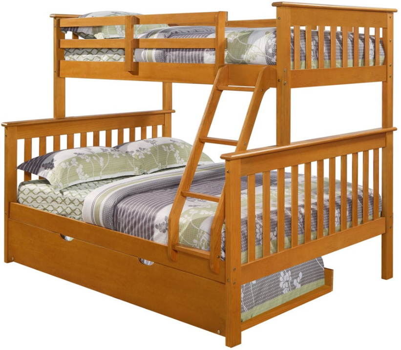 Donco Trading Company Honey Twin/Full Mission Bunk Bed With Trundle
