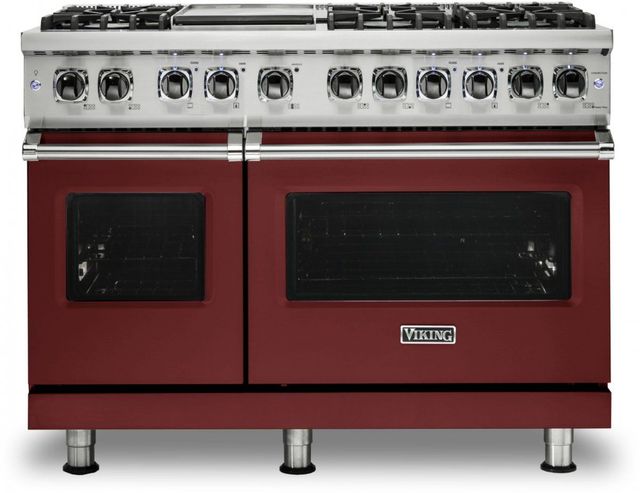 Viking® 5 Series 48" Reduction Red Pro Style Dual Fuel Natural Gas Range with 12" Griddle