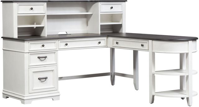 Liberty Furniture Allyson Park Wirebrushed White L Shaped Desk Set-0