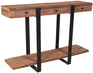 A & B Home Brown Sleeper Wood and Iron Console Table