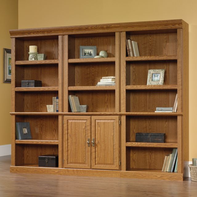 Sauder® Orchard Hills Carolina Oak Library With Doors 3