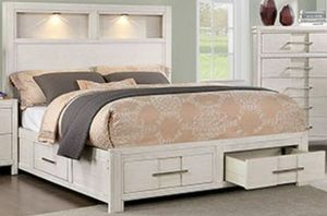 Furniture of America® Karla White Eastern King Storage Bookcase Bed