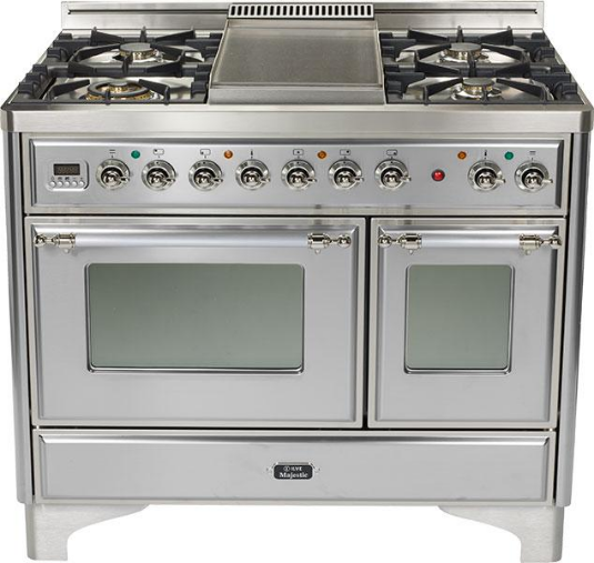 Ilve® Majestic Series 40" Free Standing Dual Fuel Range-Stainless Steel-0