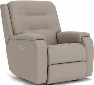 Flexsteel® Arlo Silver Fossil Power Rocking Recliner with Power Headrest and Lumbar