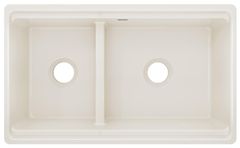 Elkay® Fireclay Biscuit Double Bowl Farmhouse Kitchen Sink with Aqua Divide