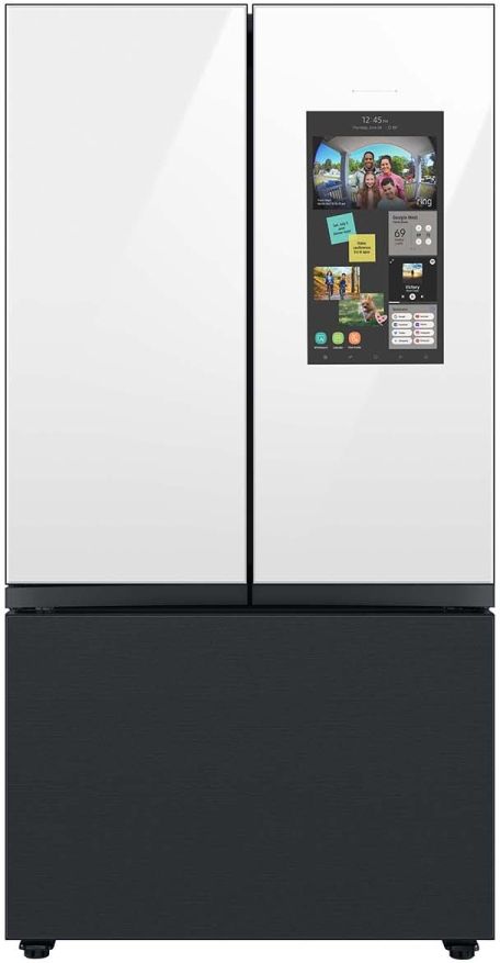 Samsung Bespoke 36 Inch Freestanding French Door Smart White Glass Refrigerator with 30 cu. ft. Total Capacity, Family Hub™ With White Glass Panel-2