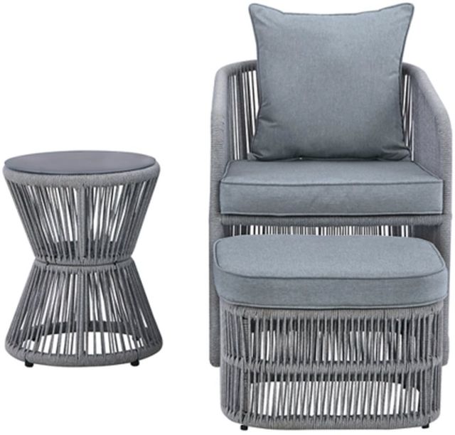 Signature Design by Ashley® Coast Island Gray Outdoor Chair with Ottoman and Side Table-2