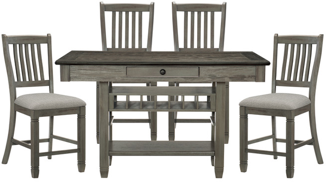 Granby 5-Piece Antique Gray Counter Height Table Set
