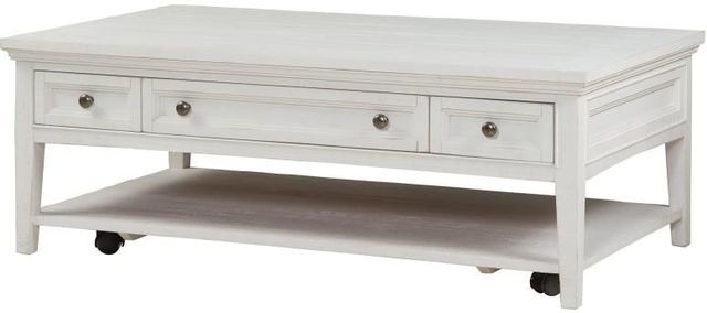 Magnussen Home® Heron Cove Chalk White Rectangular Cocktail Table with Casters 1