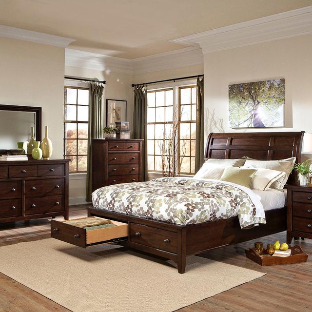 Intercon Jackson Queen Sleigh Storage Bed | Denno's Furniture & Mattress