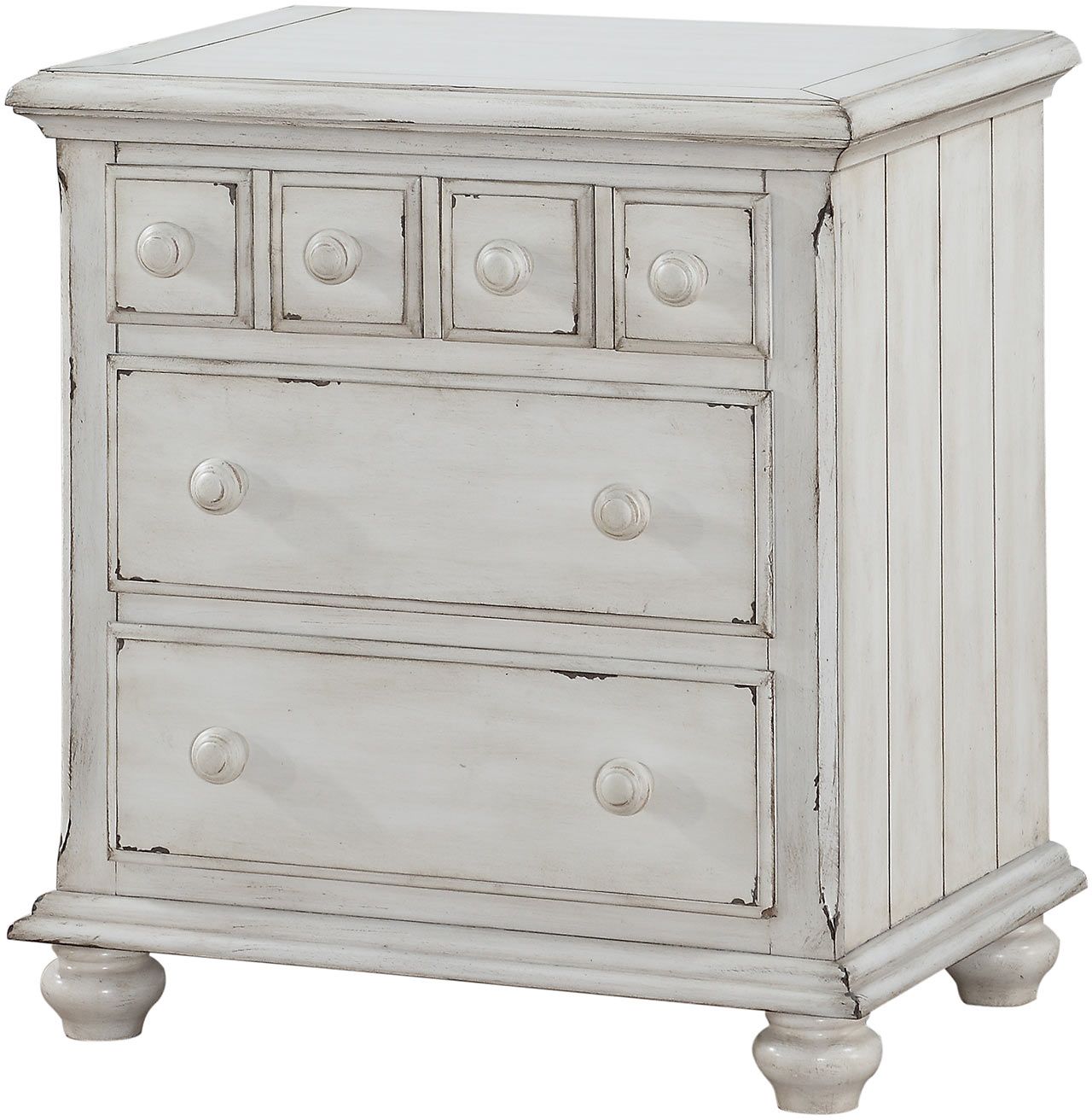 distressed antique white nightstand