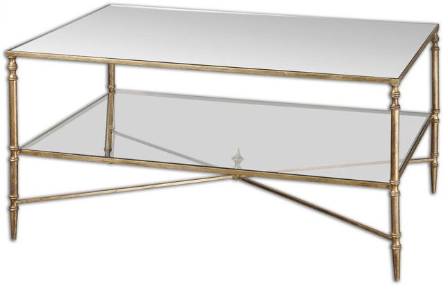Uttermost® Henzler Glass Top Coffee Table with Gold Frame-0