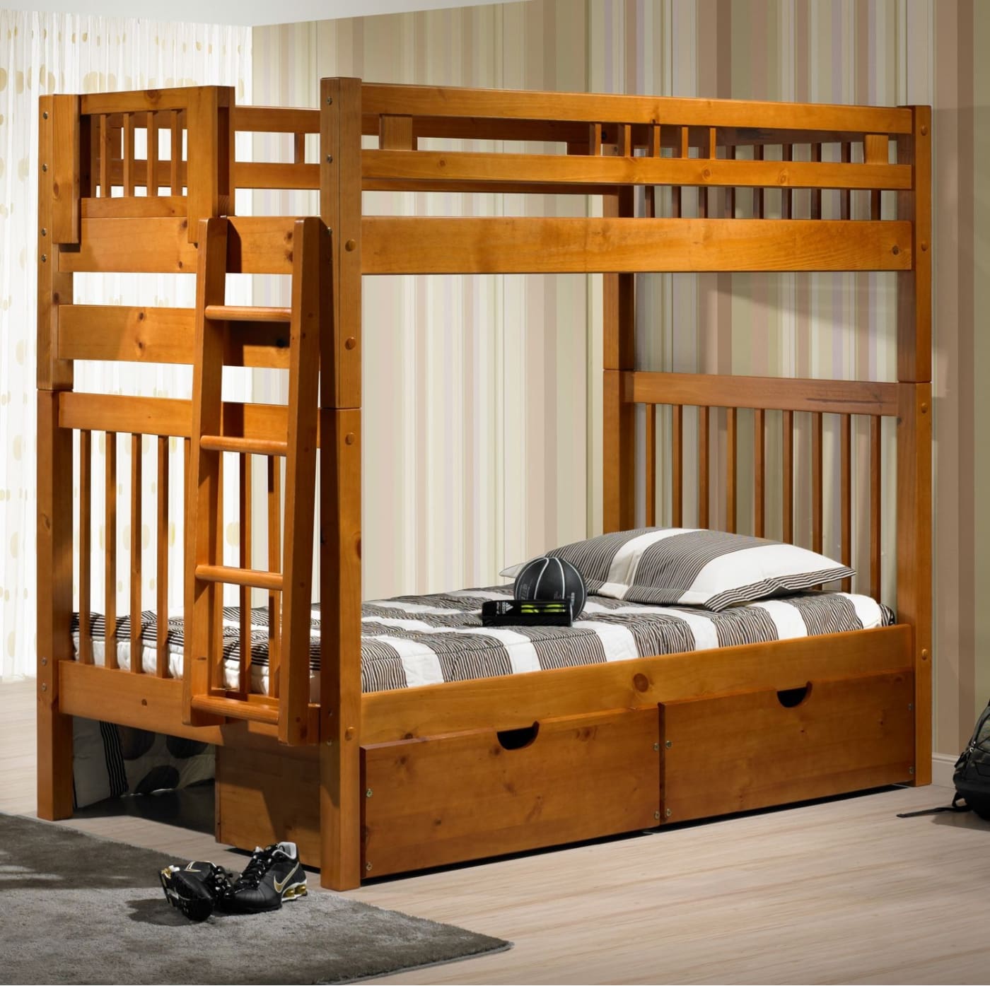 Donco Trading Company Honey Twin/Twin Mission Bunk Bed | Colder's ...