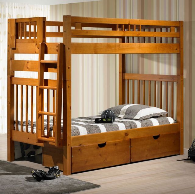 Donco Trading Company Honey Twin/Twin Mission Bunk Bed-0