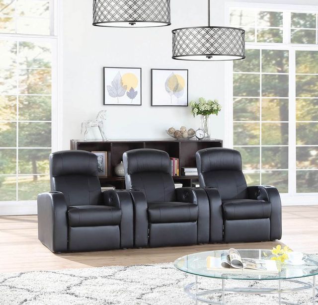 Coaster® Cyrus 3-Piece Black Home Theater Seating Set-2