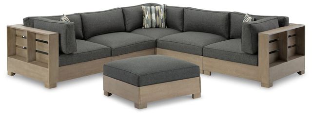 Signature Design by Ashley® Citrine Park 2-Piece Brown Outdoor Sectional with Ottoman