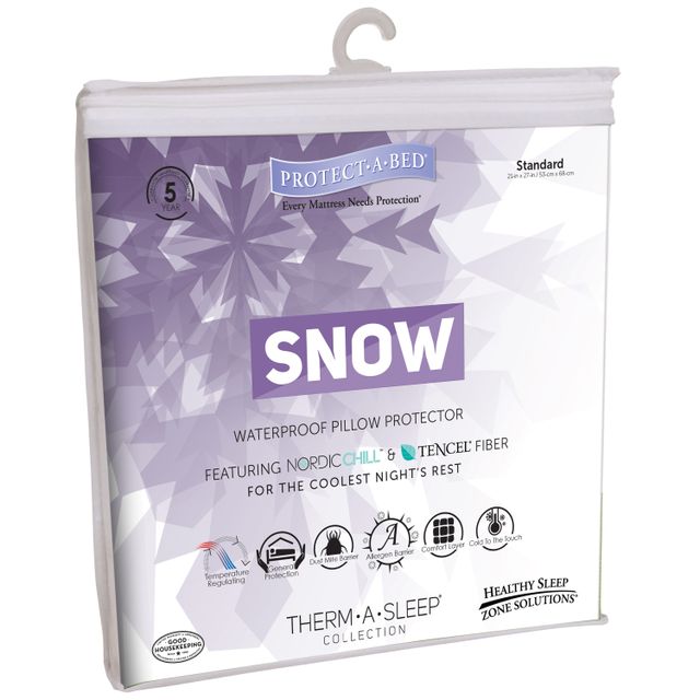 Protect-A-Bed® Therm-A-Sleep White Snow Waterproof Standard Pillow Protector 2