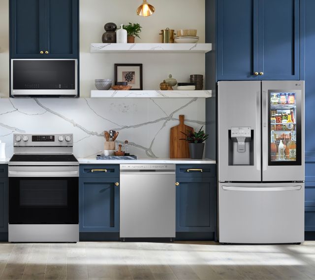 LG 4 Piece Kitchen Package with a 29.7 Cu. Ft. Capacity French Door Craft Ice Smart Refrigerator PLUS a FREE 10pc Luxury Cookware Set! ($800 Value)-0