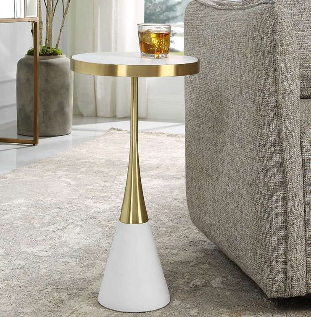 Uttermost® Apex Gold/White Accent Table-2