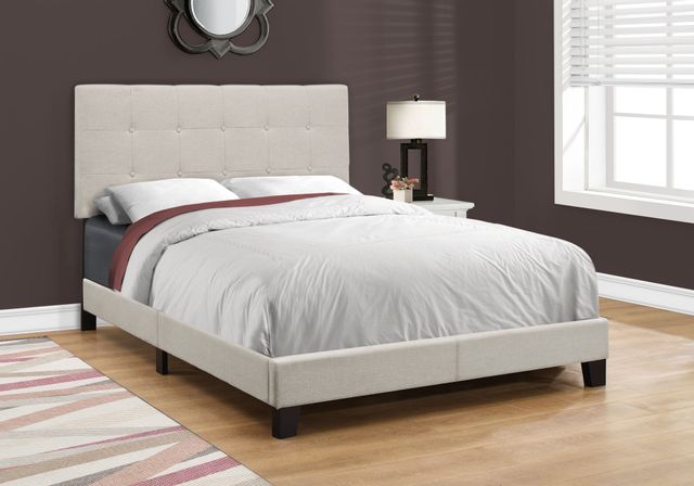 Monarch Specialties Inc. Beige Linen Full Bed 1