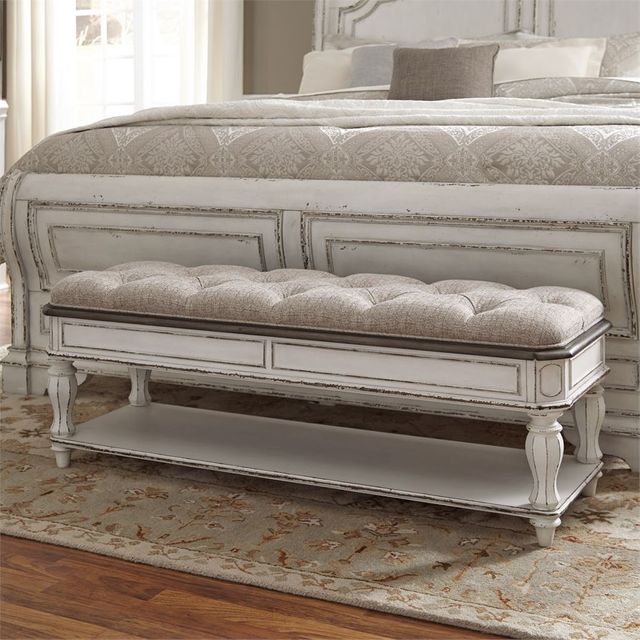 Liberty Furniture Magnolia Manor Antique White Bed Bench 6