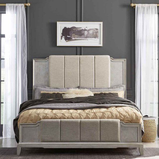 Liberty Luxe Living 5-Piece Light Gray King Upholstered Bedroom Set