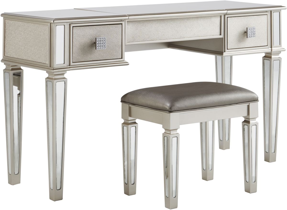 Signature Design by Ashley® Lonnix Silver Vanity and Stool