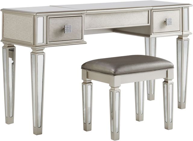 Signature Design by Ashley® Lonnix Silver Vanity and Stool-0