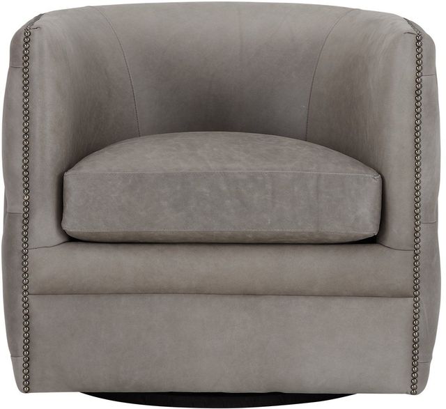 Bernhardt Express Frame Palazzo Antique Nickel Leather Swivel Chair