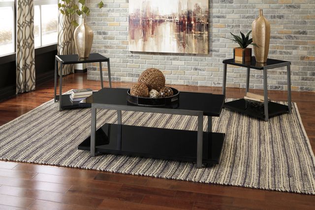 Signature Design by Ashley® Rollynx 3 Piece Black Occasional Table Set 1