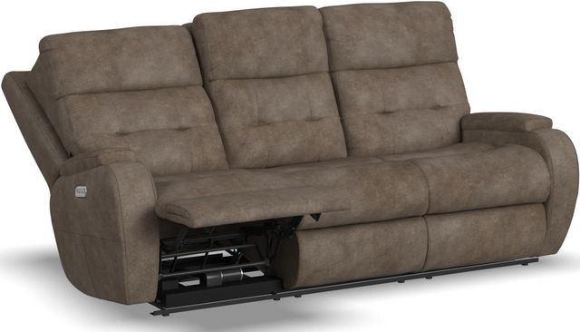 Flexsteel® Strait Power Reclining Sofa with Power Headrests-1