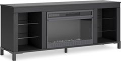 Signature Design by Ashley® Cayberry Matte Black 60" TV Stand with Electric Fireplace