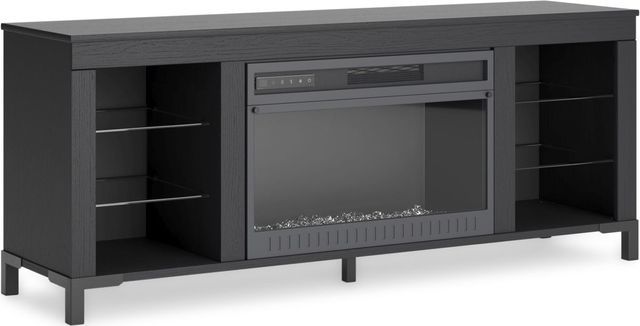 Signature Design by Ashley® Cayberry Matte Black 60" TV Stand with Electric Fireplace-0