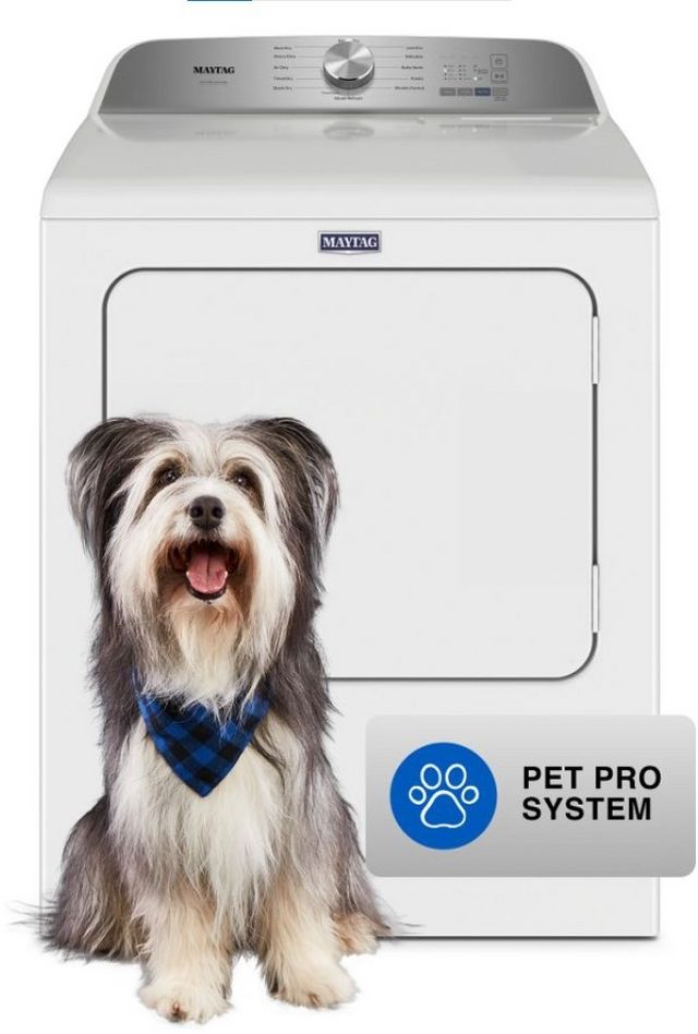 Maytag® Pet Pro System 7.0 Cu. Ft. White Front Load Electric Dryer -1