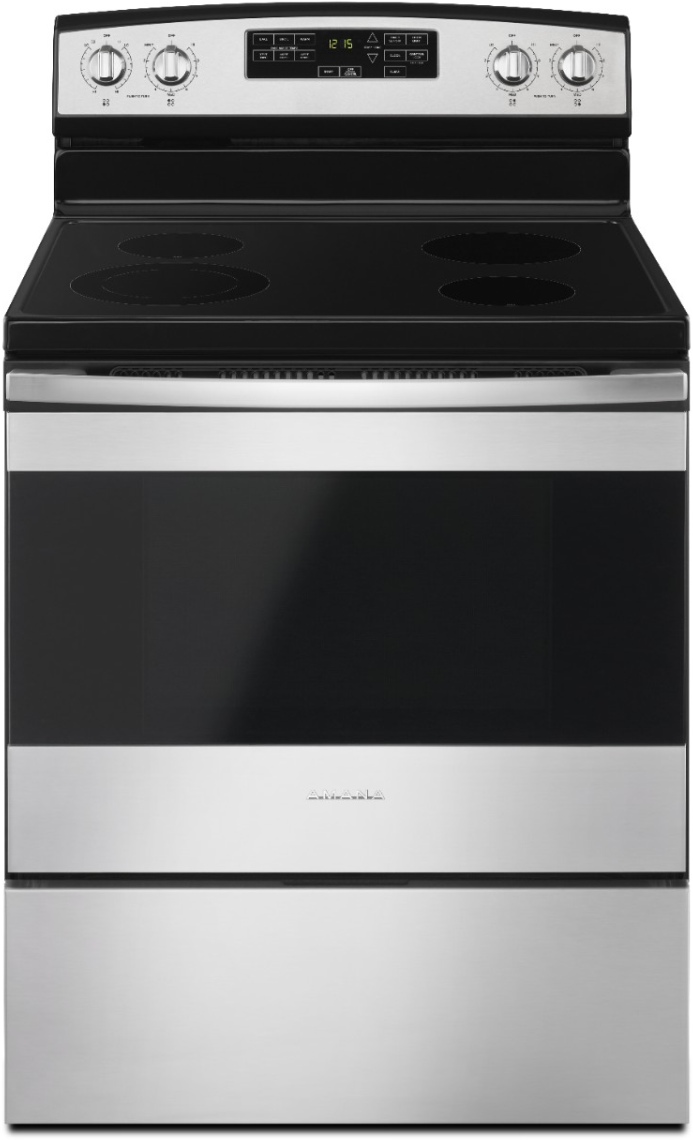 Amana® 30" Black On Stainless Free Standing Electric Range | Dixon's ...