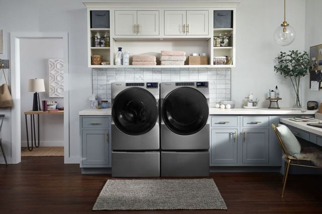Whirlpool® 7.4 Cu. Ft. Chrome Shadow Front Load Electric Dryer  6
